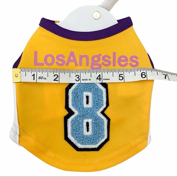 LA LAKERS Pet Jersey #8 Blooper Issue New w/flaw - Picture 8 of 9